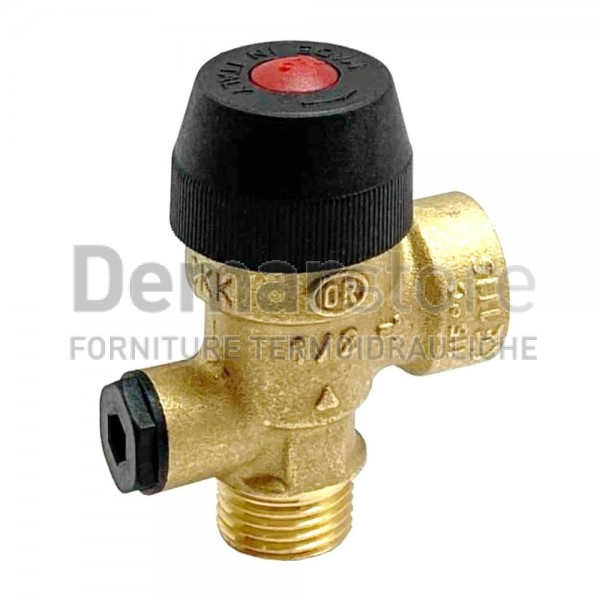 Valvola di Sicurezza 3 Bar M.1/2" con Attacco Manometro Valvola di Sicurezza 3 Bar M.1/2" con Attacco Manometro