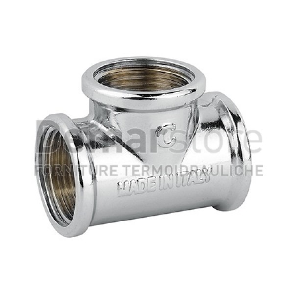 Tee Ottone Cromato Lucido Femmina 1/2" Tee Ottone Cromato Lucido Femmina 1/2"