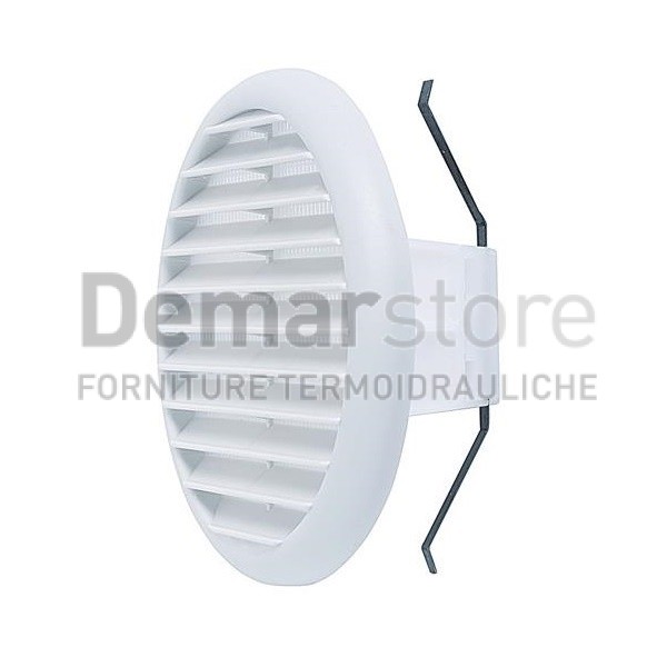 Griglia di Aerazione PVC Bianca Tonda Ø145 mm con Molla per Fori da 80/125 Griglia di Aerazione PVC Bianca Tonda Ø145 mm con Molla per Fori da 80/125
