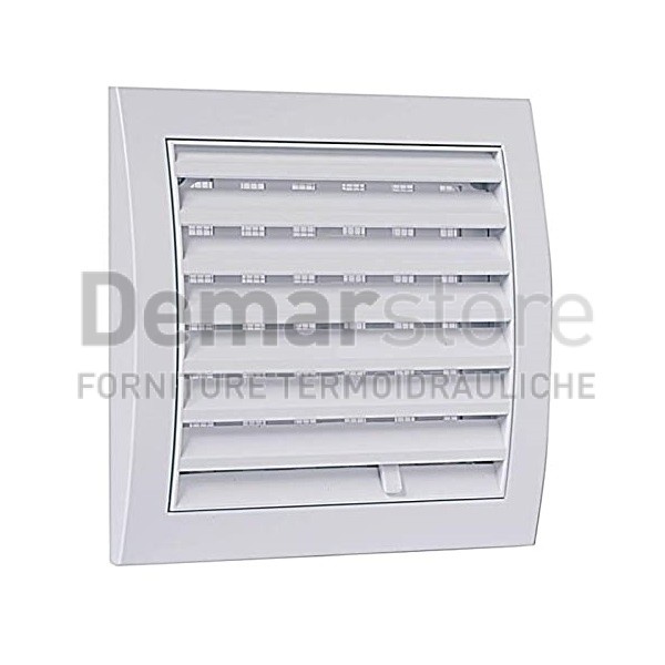 Griglia di Aerazione PVC Bianca Quadra 190x190 mm Apri/Chiudi per Foro da 125