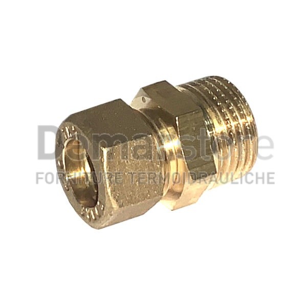 Raccordo a Stringere per Tubo Rame Diritto Maschio Diam. 12 x 3/4" Raccordo a Stringere per Tubo Rame Diritto Maschio Diam. 12 x 3/4"