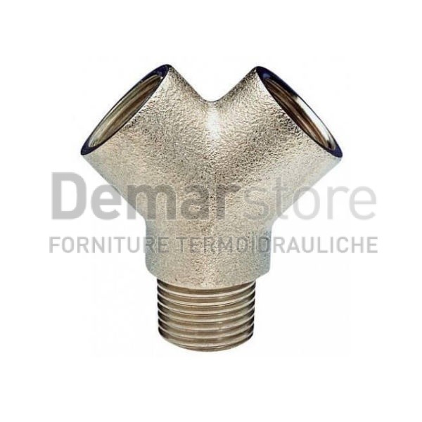Raccordo a 3 Vie ad Y in Ottone Cromato M.1/2" Uscite F.3/8" Raccordo a 3 Vie ad Y in Ottone Cromato M.1/2" Uscite F.3/8"