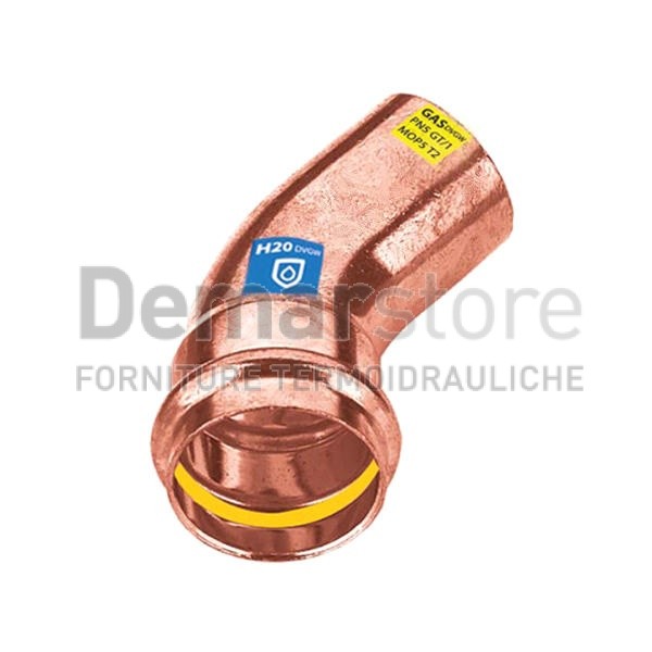 Curva a Pressare in Rame per Acqua-Gas 45° MF Diam. 28 Curva a Pressare in Rame per Acqua-Gas 45° MF Diam. 28