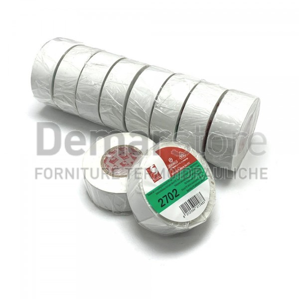 Set 10 Nastri Isolanti in PVC Mt.25 Larghezza mm.19 Bianco