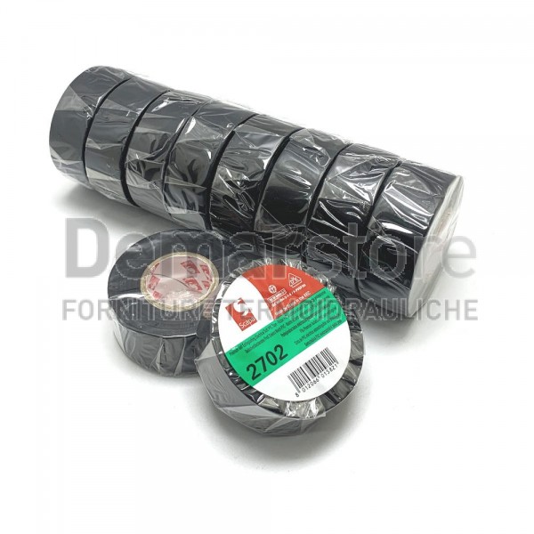 Set 10 Nastri Isolanti in PVC Mt.25 Larghezza mm.25 Nero