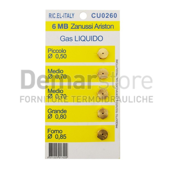 Set Ugelli Cucina Pz.5 | 6MB | Gas GPL Set Ugelli Cucina Pz.5 | 6MB | Gas GPL