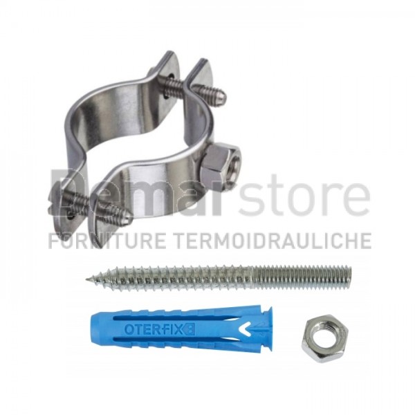 Collare Pesante Acciaio INOX Aisi 304 con Perno e Tassello | Ø 3/4"