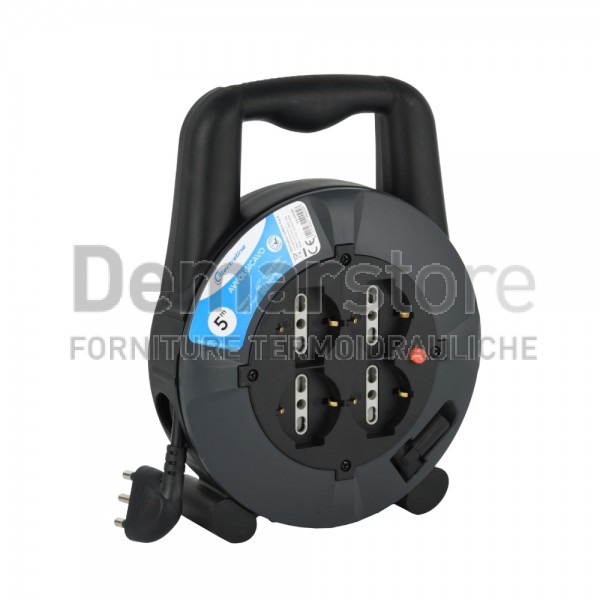 Prolunga Elettrica Avvolgicavo 16A 2P+T Bipasso Schuko x 4 | 3x1,5 mmq | Mt. 5 Prolunga Elettrica Avvolgicavo 16A 2P+T Bipasso Schuko x 4 | 3x1,5 mmq | Mt. 5