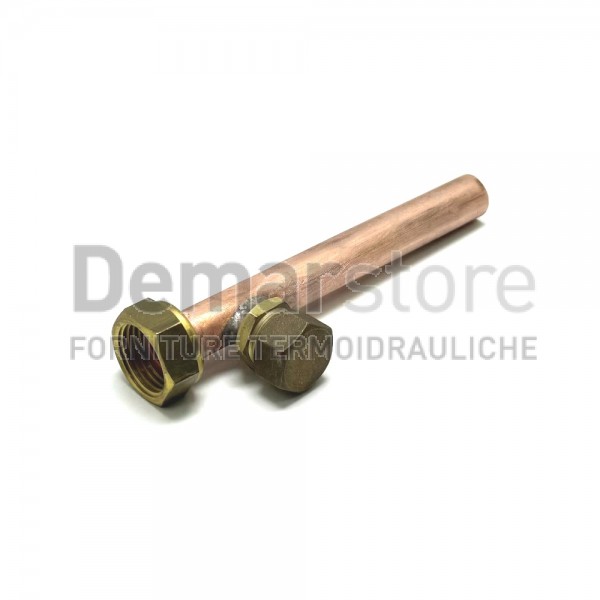Tubo Rame con Cartella e Dado con Attacco Lavaggio Diritto Diam. 14 x 1/2" Tubo Rame con Cartella e Dado con Attacco Lavaggio Diritto Diam. 14 x 1/2"