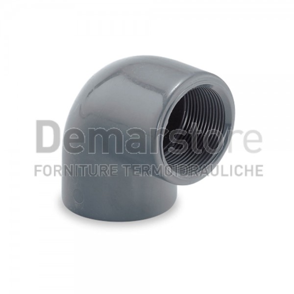 Gomito in PVC-U | PN16 | 90° | Filettato FF | Diam. 1"1/2