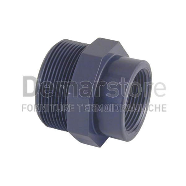 Riduzione in PVC-U | PN16 | Filettato MF | Diam. 2" x 1"1/4 Riduzione in PVC-U | PN16 | Filettato MF | Diam. 2" x 1"1/4