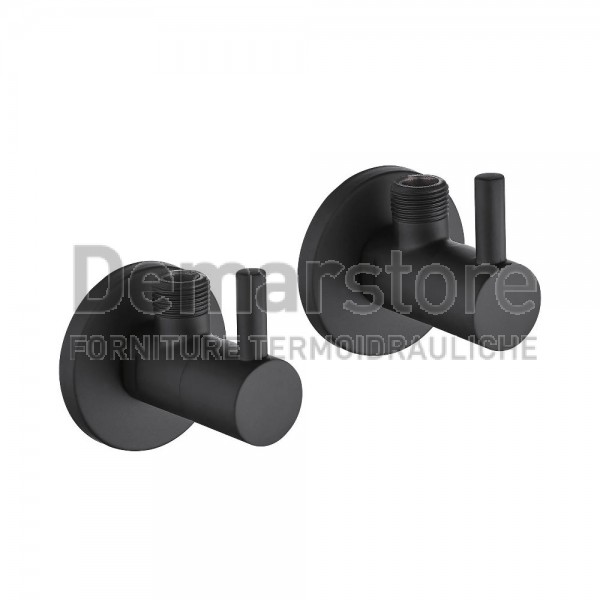 Coppia Rubinetti Sottolavavo Lusso Tondo | M.1/2" | Nero Opaco
