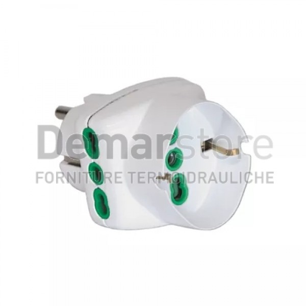 Adattatore Triplo Schuko + Schuko 16A - T 2 Poli Bipasso Adattatore Triplo Schuko + Schuko 16A - T 2 Poli Bipasso