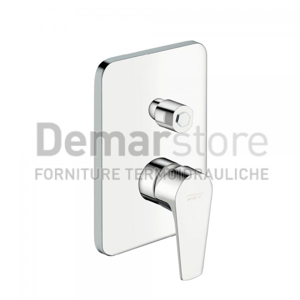 Miscelatore FEV | Serie Line | Doccia Incasso con Deviatore | Cromo | Square | LN0609/6N-SQCR