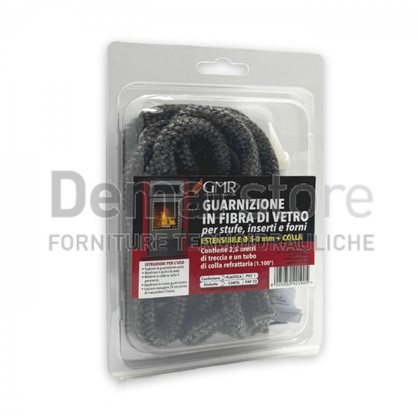 Kit Guarnizione in Fibra per Stufe e Camini + Colla 1100° | Mt. 2,5 | Estensibile Ø 5-8 mm Kit Guarnizione in Fibra per Stufe e Camini + Colla 1100° | Mt. 2,5 | Estensibile Ø 5-8 mm