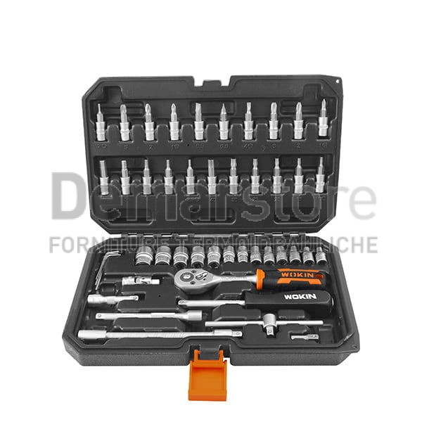 WOKIN | 155146 | Set Chiavi a Bussola + Cricchetto 1/4 + Inserti Pz.46 WOKIN | 155146 | Set Chiavi a Bussola + Cricchetto 1/4 + Inserti Pz.46