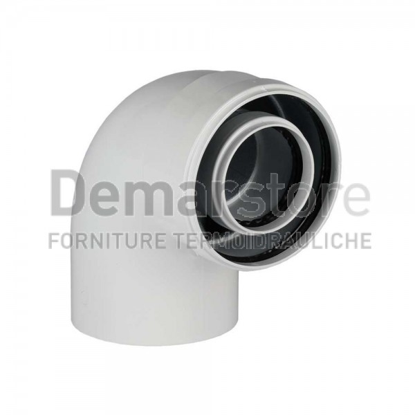 Curva Coassiale in Alluminio 60/100 | MF | 90°