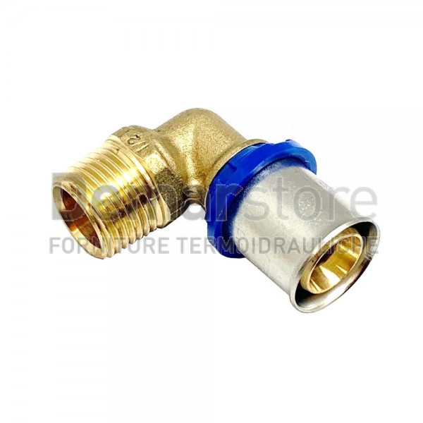 Gomito a Pressare Maschio APE per Tubo Multistrato Diam. 16 x 1/2" Gomito a Pressare Maschio APE per Tubo Multistrato Diam. 16 x 1/2"