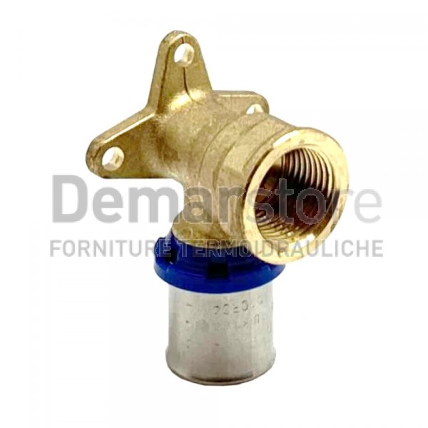 Gomito a Pressare Femmina Flangiato APE per Tubo Multistrato Diam. 20 x 1/2" Gomito a Pressare Femmina Flangiato APE per Tubo Multistrato Diam. 20 x 1/2"