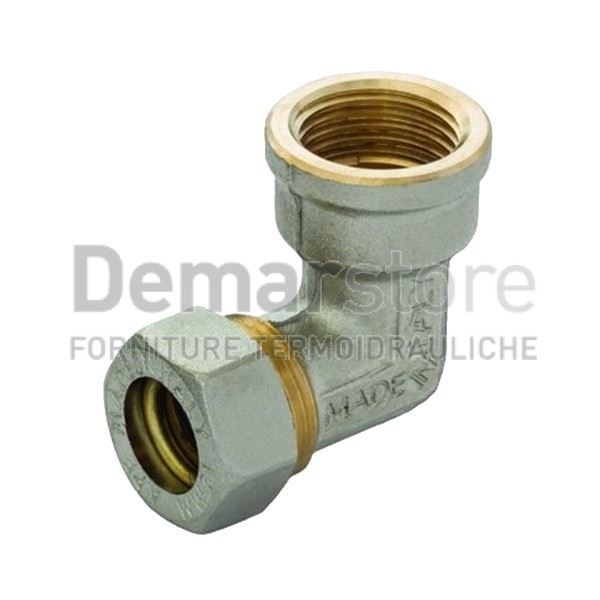 Gomito a Stringere per Tubo Rame Femmina Diam. 18 x 1/2"
