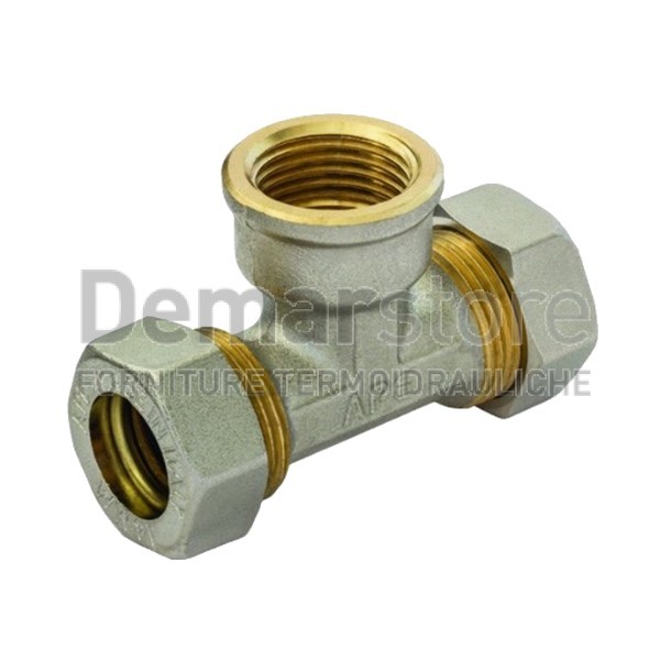 Tee a Stringere per Tubo Rame Femmina Diam. 22 x 3/4" x 22