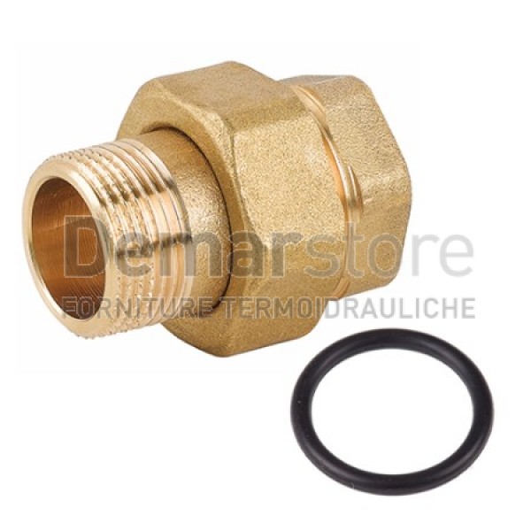 Bocchettone in Ottone Giallo | Diritto con O-Ring | MF | Diam. 1" Bocchettone in Ottone Giallo | Diritto con O-Ring | MF | Diam. 1"