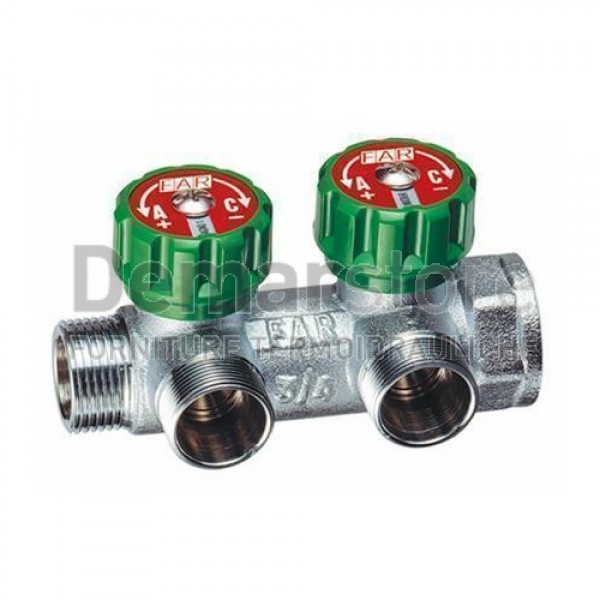 Collettore MULTIFAR 2 Vie con Arresti Manuali 3/4" MF | 3825 34