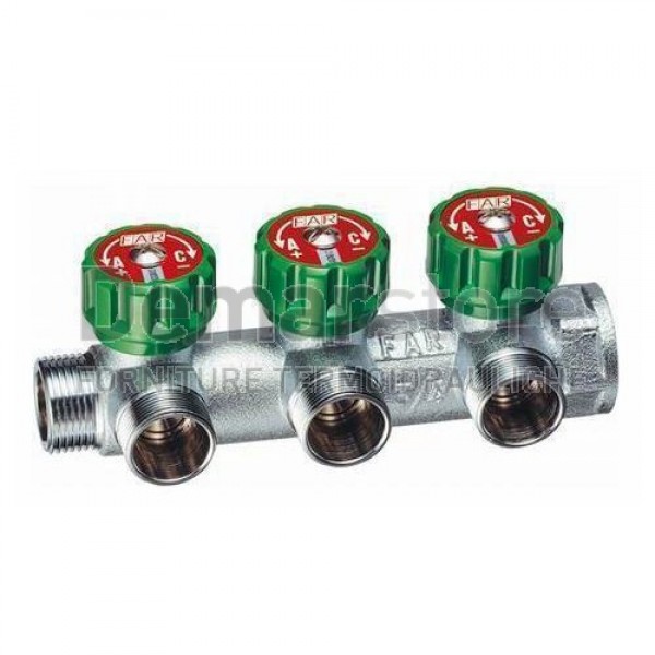 Collettore MULTIFAR 3 Vie con Arresti Manuali 3/4" MF | 3850 34