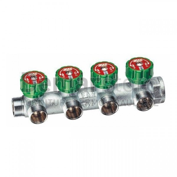 Collettore MULTIFAR 4 Vie con Arresti Manuali 3/4" MF | 3856 34 Collettore MULTIFAR 4 Vie con Arresti Manuali 3/4" MF | 3856 34