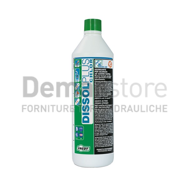 Disgorgante Professionale Facot DISSOL PLUS + Chlor Flacone Lt.1 Disgorgante Professionale Facot DISSOL PLUS + Chlor Flacone Lt.1