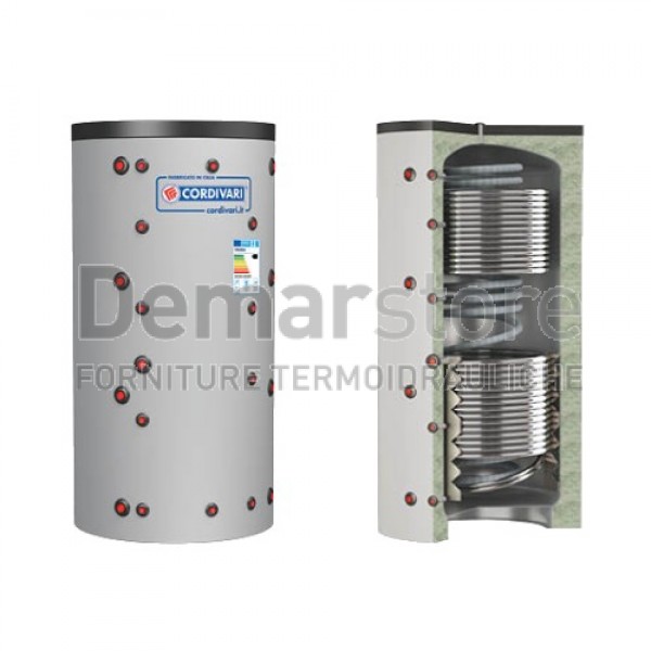 Puffer ECO-COMBI 3 VC Cordivari Riscaldamento + Scambiatore ACS e 2 Scambiatori Fissi Lt. 800