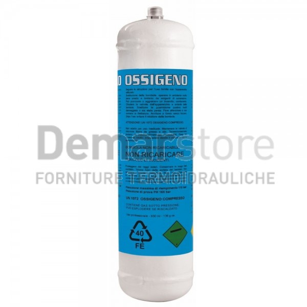 Bombola Ossigeno per Cannelli 950 ml | Attacco M12x1 Bombola Ossigeno per Cannelli 950 ml | Attacco M12x1