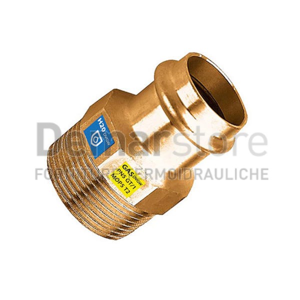 Raccordo a Pressare in Bronzo per Acqua-Gas Diritto Maschio Diam. 18 x 1/2"