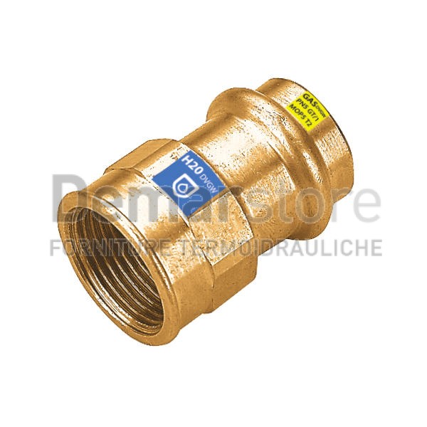 Raccordo a Pressare in Bronzo per Acqua-Gas Diritto Femmina Diam. 18 x 1/2" Raccordo a Pressare in Bronzo per Acqua-Gas Diritto Femmina Diam. 18 x 1/2"