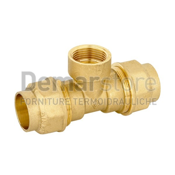 Tee in Ottone Femmina per Tubo in Polietilene | Diam. 20 x 1/2" Tee in Ottone Femmina per Tubo in Polietilene | Diam. 20 x 1/2"
