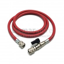 Tubo Flessibile per Gas R410A - R32 | L.150 cm | ROSSO + Valvola a Sfera 5/16"