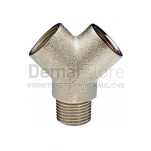 Raccordo a 3 Vie ad Y in Ottone Cromato M.1/2" Uscite F.3/8"