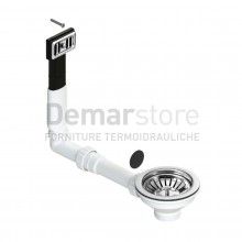 Piletta Lavello Basket Cestello Ø114 e Troppo Pieno Rettangolare | Diam. 1"1/2
