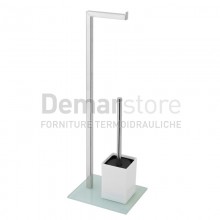 Piantana Colonna Porta Scopino Bianco/Cromo | Mod. Base Vetro