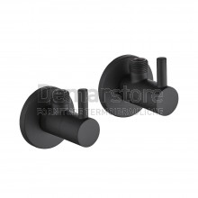 Coppia Rubinetti Sottolavavo Lusso Tondo | M.1/2" | Nero Opaco