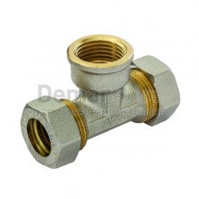 Tee a Stringere per Tubo Rame Femmina Diam. 14 x 1/2" x 14