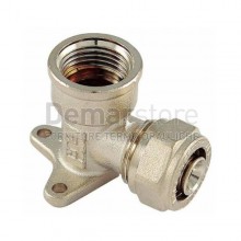 Gomito a Stringere Femmina Flangiato per Tubo Multistrato Diam.  16 x 1/2"