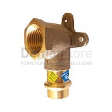 Gomito a Pressare in Bronzo per Acqua-Gas Femmina Flangiato Diam. 18 x 1/2"
