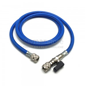 Tubo Flessibile per Gas R410A - R32 | L.150 cm | BLU + Valvola a Sfera 5/16"