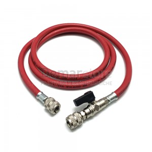 Tubo Flessibile per Gas R410A - R32 | L.150 cm | ROSSO + Valvola a Sfera 5/16"
