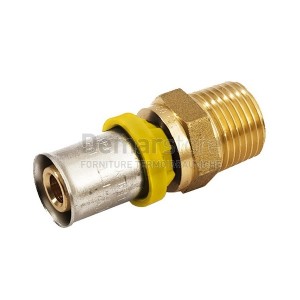 Raccordo a Pressare Diritto Maschio per Tubo GAS Multistrato Diam. 16 x 1/2"