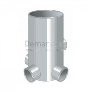 Scatola Sifonata Grigia PVC ad Incollaggio Alta 4 Uscite Diam. 40