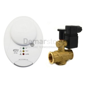 Kit Rilevatore Fughe Gas + Elettrovalvola 3/4" N.A. a GPL