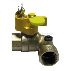 Valvola a Sfera ENOLGAS 90° con Serratura e Presa Pressione 1"  FF