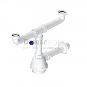 Sifone Lavello a 2 Vie in PVC 1"1/2 x Ø40 | Attacco Lavatrice | a  Bottiglia